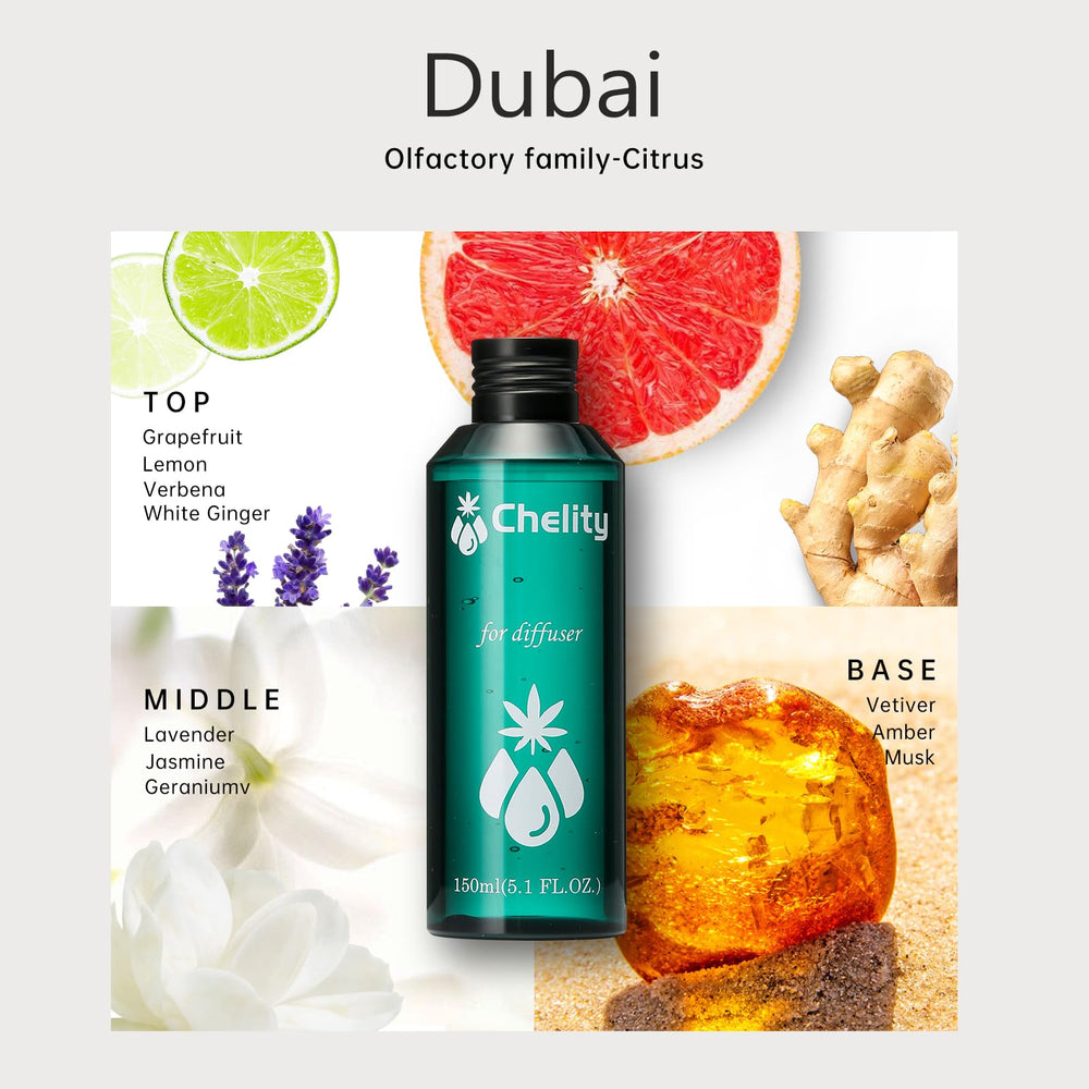 Close-up of Chelity Dubai Diffuser Oil bottle 150ml