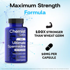 Bottle cap and safety seal on spermidine bottle