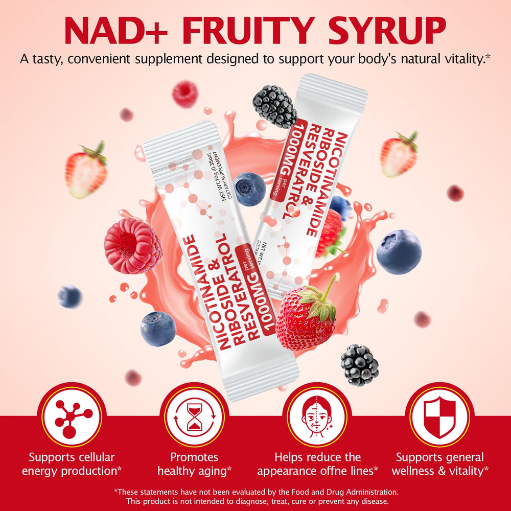 Liposomal NAD+ liquid product illustrating cellular longevity benefits