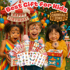 Cherisnowy 48 pre-cut temporary tattoos easy application for kids' circus fun