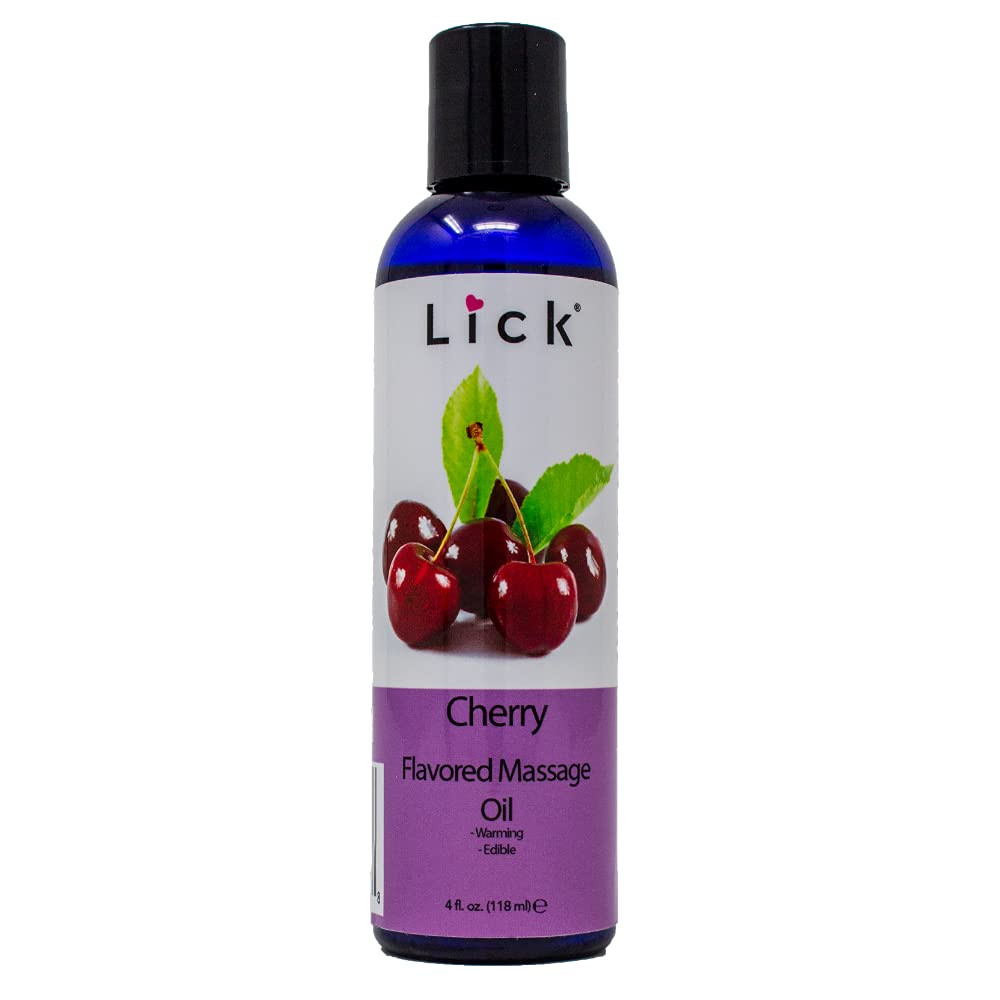 Bottle of Cherry Flavored Massage Oil with lavender aromatherapy