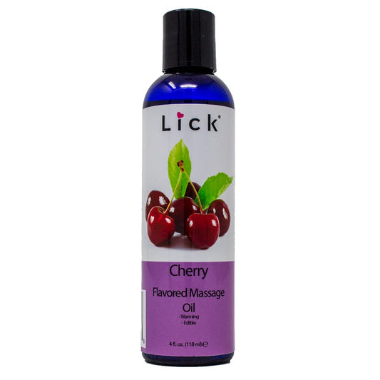 Bottle of Cherry Flavored Massage Oil with lavender aromatherapy