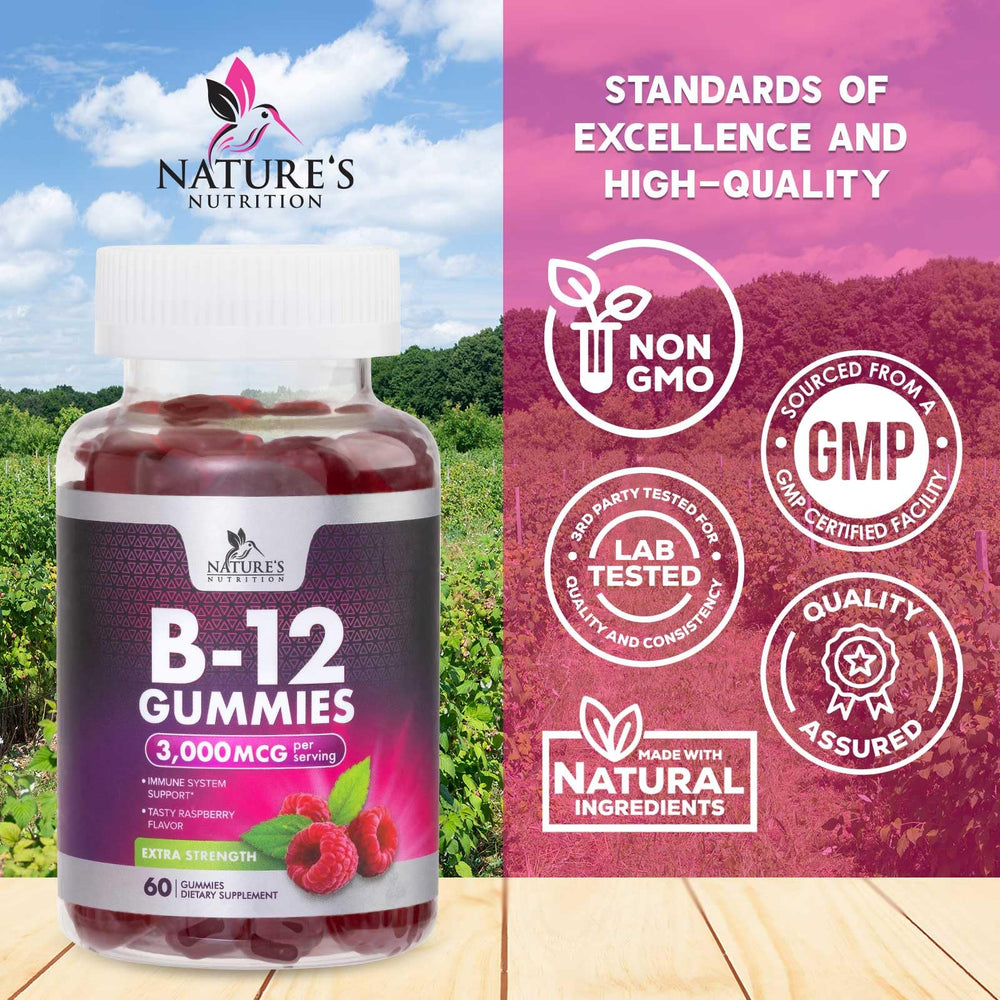 Assorted chewable B12 gummies, 60-count