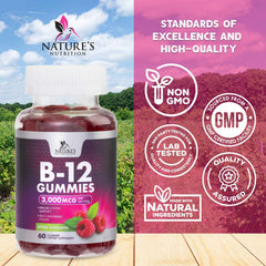 Assorted chewable B12 gummies, 60-count