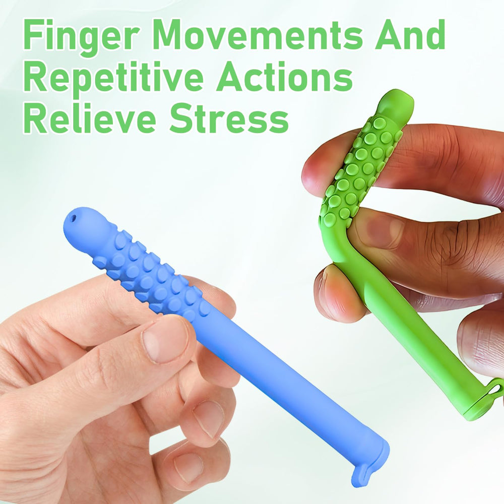 Close-up of soft silicone chewable breath stick