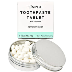 Chewable toothpaste tablets with fluoride in a travel tin (60-pack)