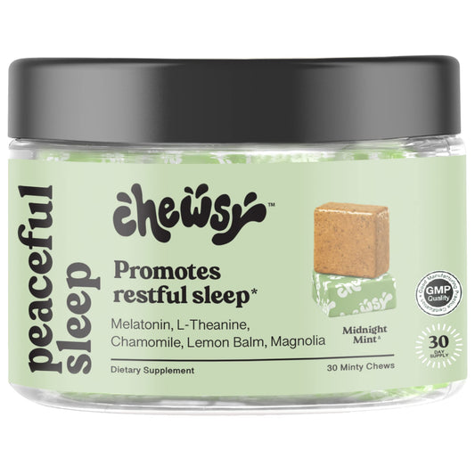 Chewsy Peaceful Sleep Chews package with minty chews