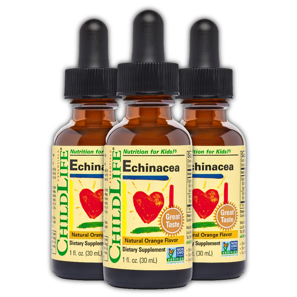 Front packaging showing CHILDLIFE ESSENTIALS Echinacea for Kids 3-pack