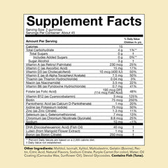 Close-up of gummies highlighting DHA and lutein for brain and vision support