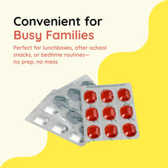 Dosage guide showing one gummy per day for kids