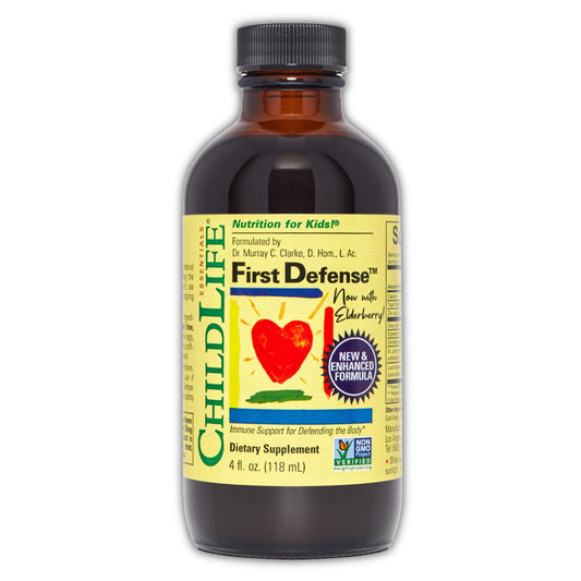 Front view of CHILDLIFE ESSENTIALS First Defense 4 oz bottle