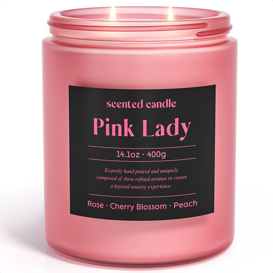 CHILLFLAME 14.1oz rose, cherry blossom and peach scented candle with dual-wick