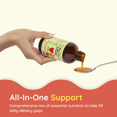 CHILDLIFE multivitamin bottle label highlighting non-GMO and gluten-free
