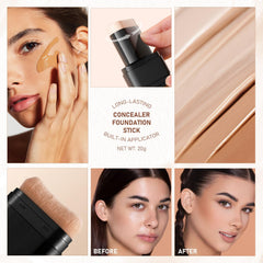 Chinosuo full-coverage foundation stick with soft M-shaped brush for easy blending.