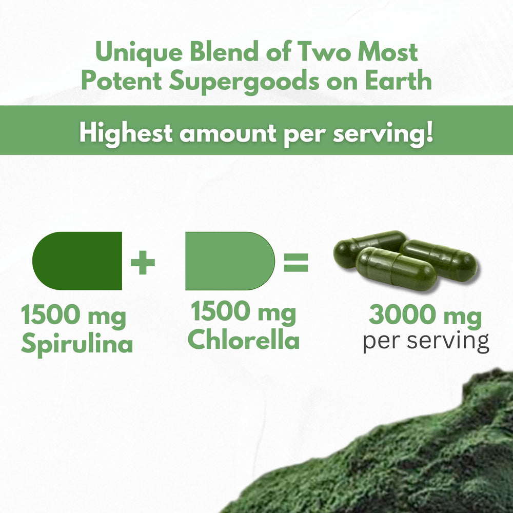 Blue-green algae capsules close-up