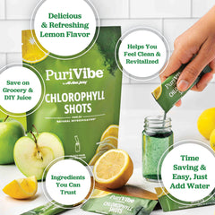 Cold glass of green juice shot with lemon and apple notes