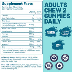 Chlorophyll gummies supporting immune health and gut digestion