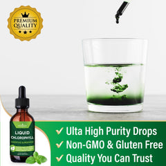 Chlorophyll liquid drops dispensed into water