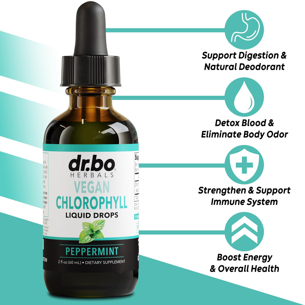 Close-up of product label showing chlorophyll ingredients