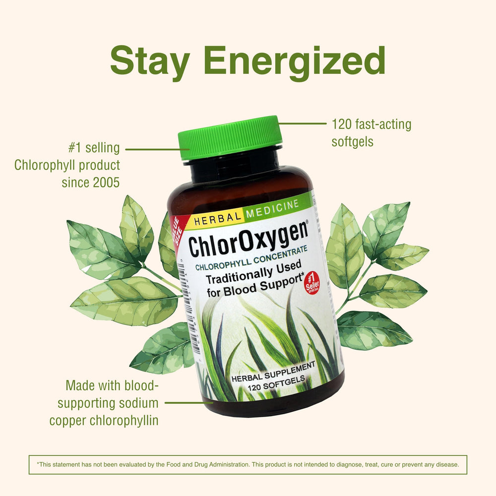 Gluten-free ChlorOxygen chlorophyll supplement