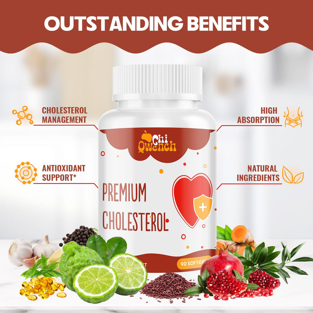 Cholesterol supplement ingredients including Plant Sterols, Omega-3, Bergamot and Garlic