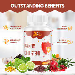Cholesterol supplement ingredients including Plant Sterols, Omega-3, Bergamot and Garlic