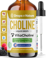 Choline Liquid Drops Berry Flavor bottle front view 60 mL
