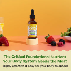 Serving size 2 mL showing 100 mg choline per serving on bottle