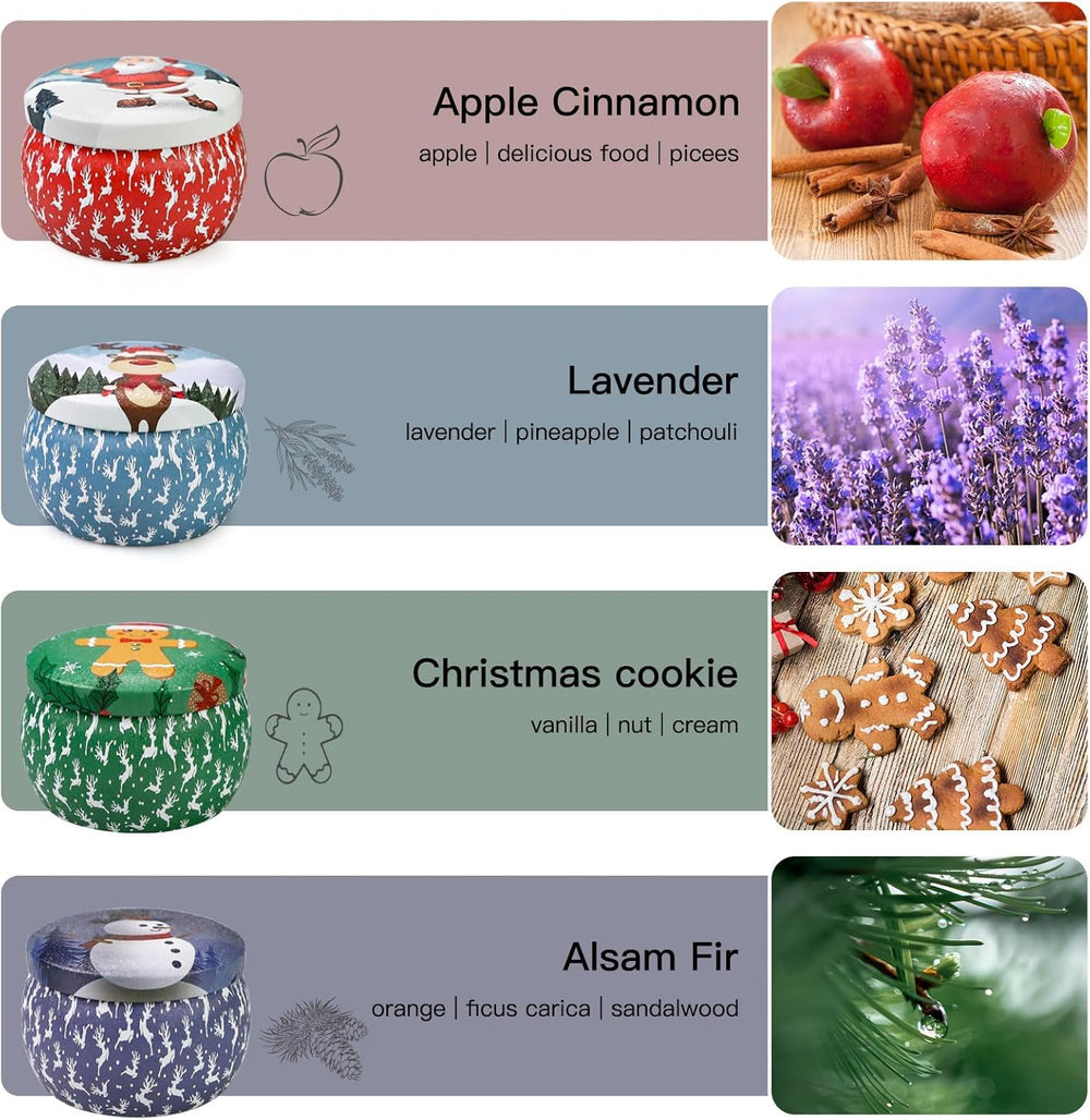 Holiday gift box with snowmen, reindeer, Christmas trees and Santa artwork