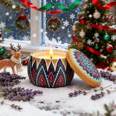 Four-pack of scented soy candles in decorative tins