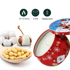 Festive tin packaging for Christmas candle gift set