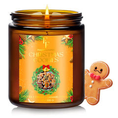 Christmas cookie scented candle in 7 oz jar with festive label
