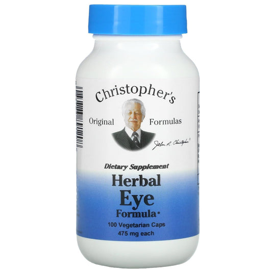 Bottle of Christopher's Original Formulas Herbal Eye Formula with label