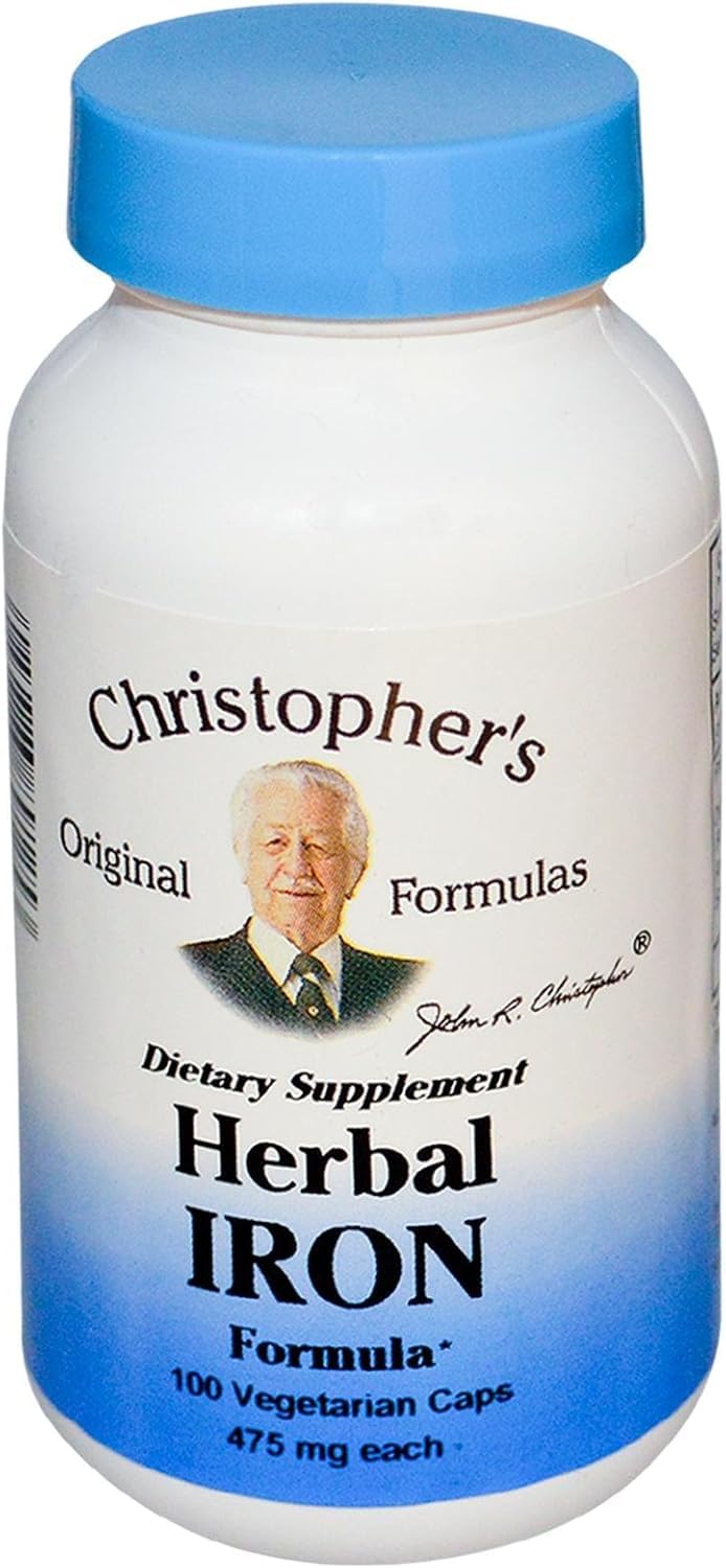 Christopher's Original Formulas Herbal Iron Formula bottle with 100 vegetarian capsules