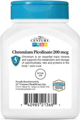 Ingredient panel for chromium picolinate 200 mcg per tablet