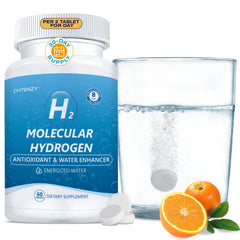 Front view of CHTENZY Hydrogen Water Tablets orange flavor 60-count bottle