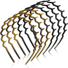 Chuangdi 6-piece zigzag headbands in black and brown for versatile styling.