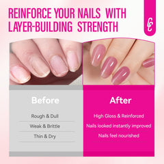 Base coat layer from CHUCHU strengthener applied on nail.