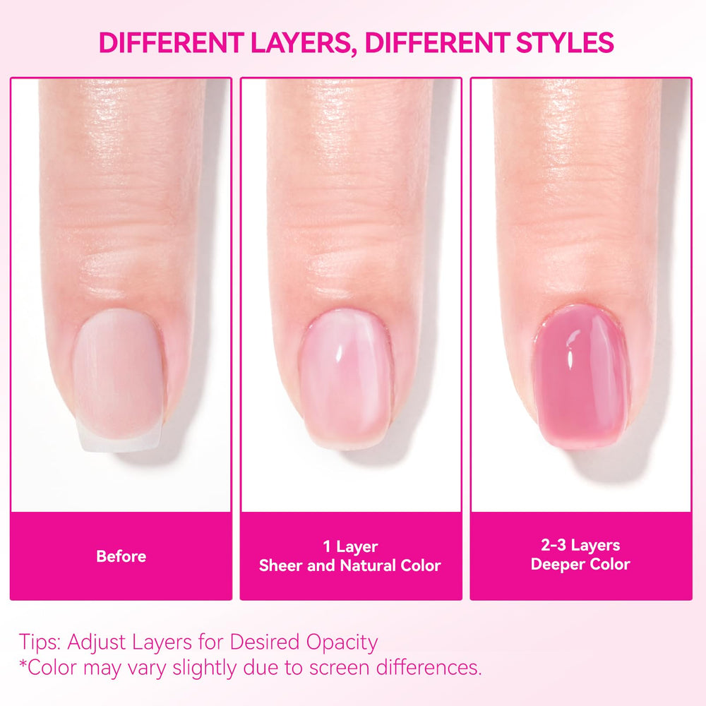 Close-up of CHUCHU protein-growth formula on nails.