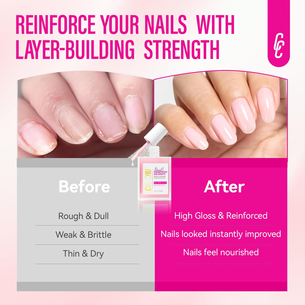 CHUCHU nail strengthener base coat application for smooth prep