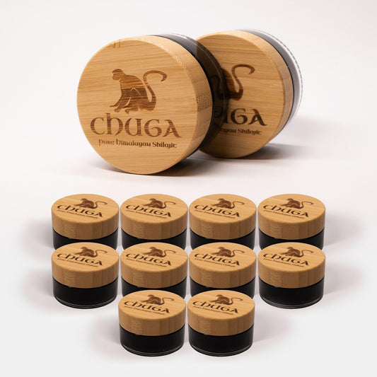 Chuga Shilajit hero image showing resin in a jar