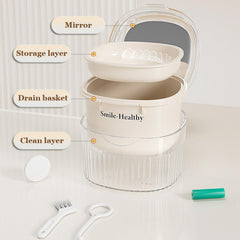 Travel-friendly denture bath box dimensions 8.8x8.6x6.7 cm