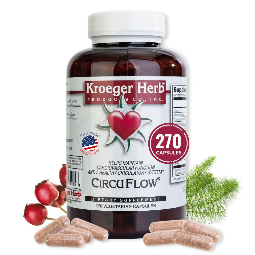Bottle of Circu Flow Hawthorn heart support capsules