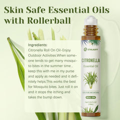 Travel-friendly citronella roll-on in compact amber bottle
