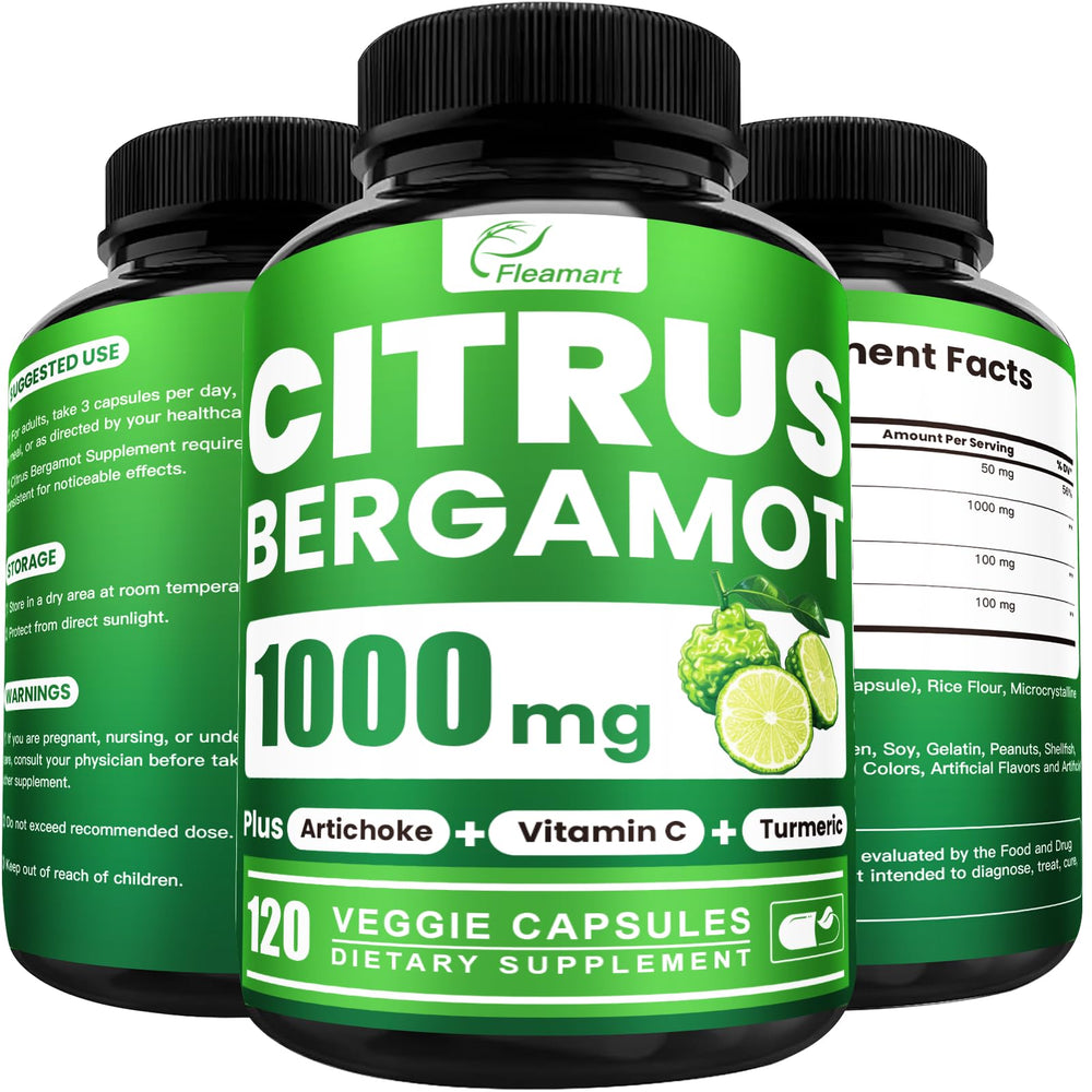 Bottle of Citrus Bergamot 1000mg with Vitamin C, Turmeric and Artichoke — 120 capsules