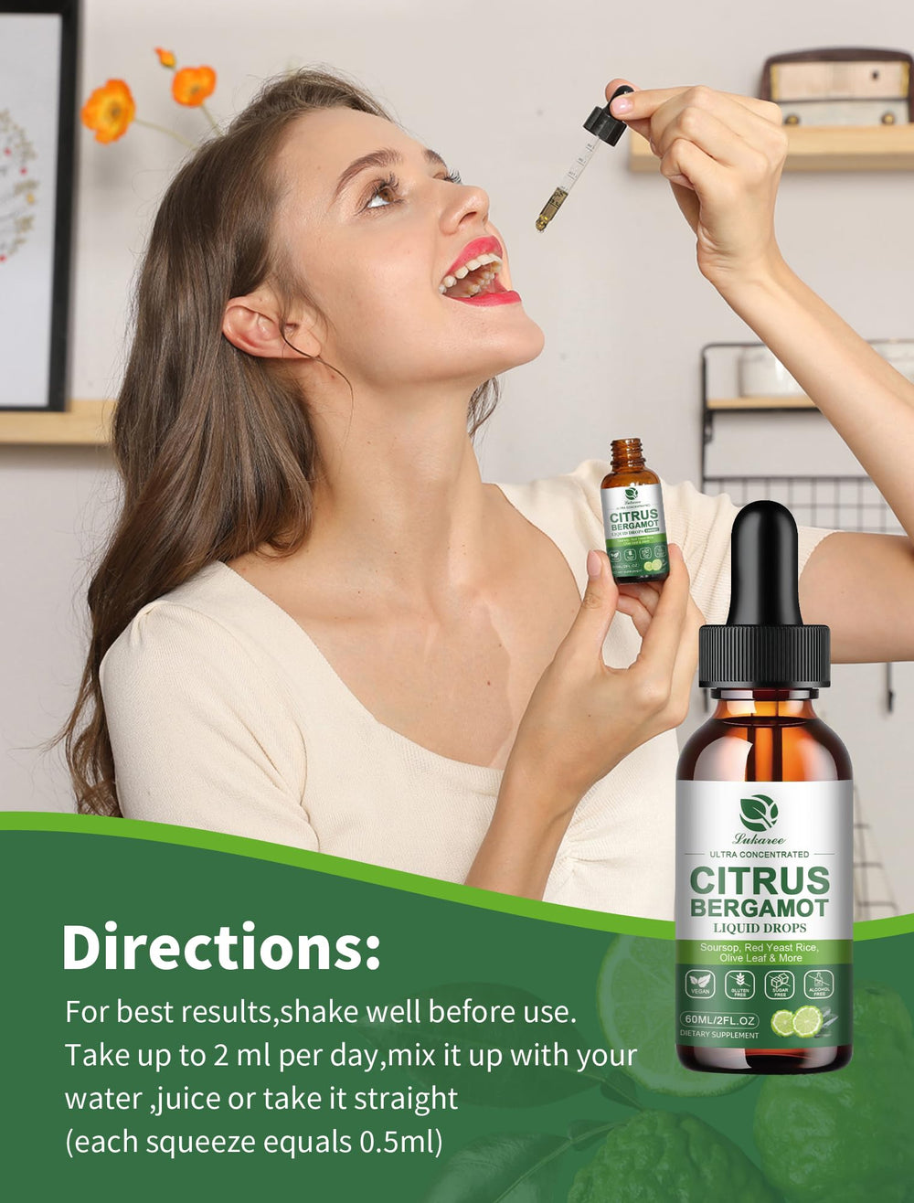 Citrus Bergamot natural supplement packaging label (2oz)