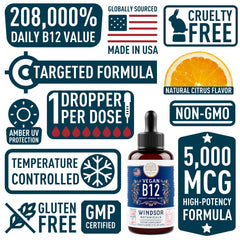 Citrus-flavored B12 drops under the tongue