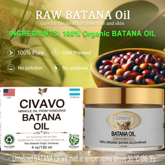 Civavo Batana Oil jar close-up shows organic texture and quality.