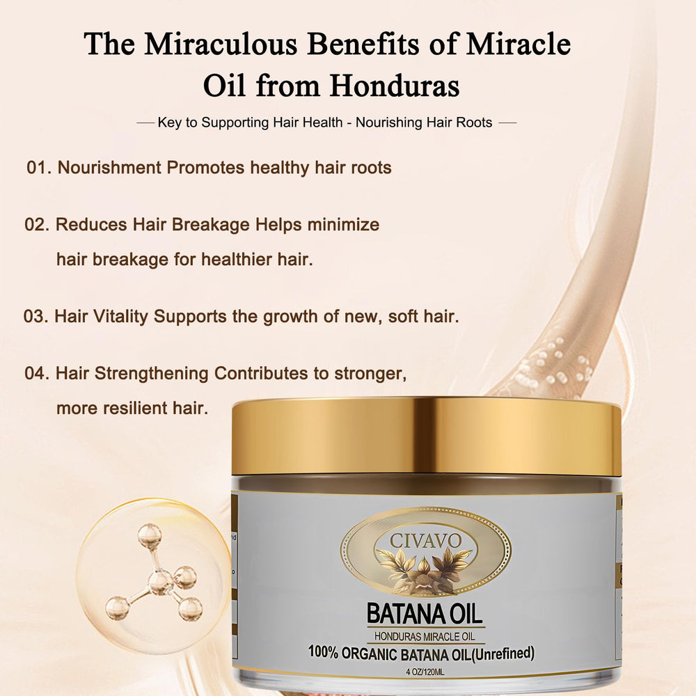 Civavo Batana Oil sourced from Honduras highlights premium botanical ingredients.