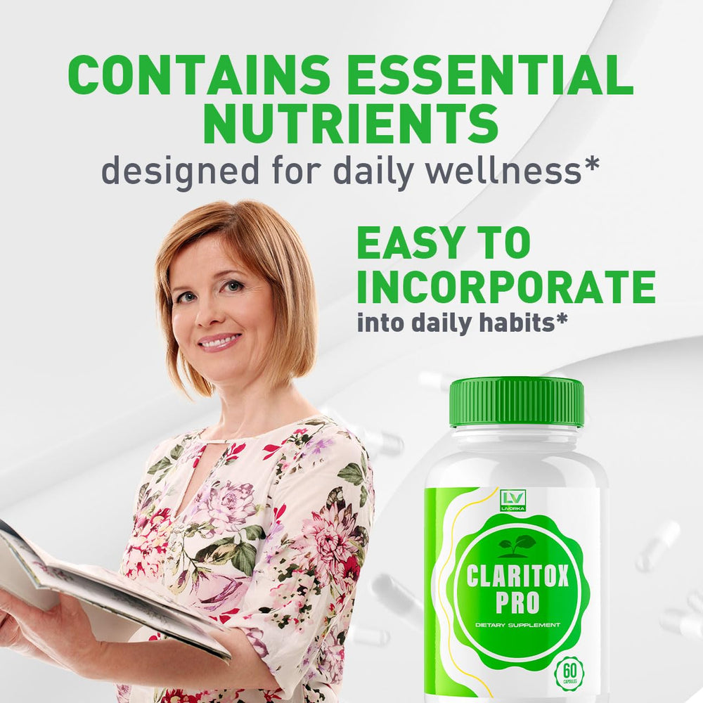 Open Claritox Pro bottle showing capsules